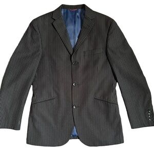 BILLY LONDON BLACK PINSTRIPE THREE BUTTON SUIT JACKET